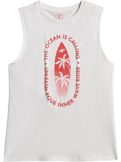 4F Παιδικό T-Shirt Αμάνικο Μπεζ Κόκκινο 4FJWSS26TSLEM294-10S