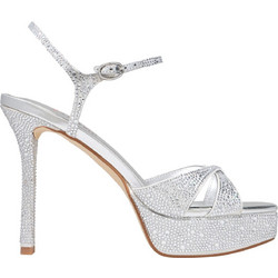 Nine West TALENTH2 Γυναικεία Πέδιλα Ασημί με Λεπτό Ψηλό Τακούνι Φιάπα και Στρας 40-040