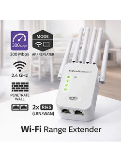 Qoltec 57067 Wi-Fi Extender Single Band (2.4GHz) 100Mbps