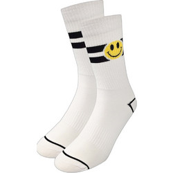NODO Happy Smiley Βαμβακερές Ανδρικές Κάλτσες Ψηλές με Σχέδια Λευκές S16590