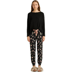 Vamp Σετ Γυναικείες Πιτζάμες Χειμωνιάτικες Μαύρες 25003