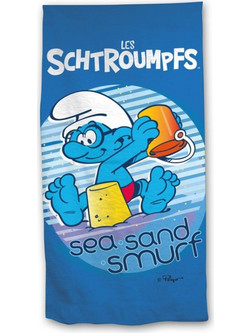 Smurfs Sea Sand Παιδική Πετσέτα Θαλάσσης Microfiber Μπλε 70x140cm