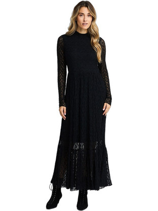 Funky Buddha Midi Βραδινό Φόρεμα με Δαντέλα Μαύρο FBL014-111-13