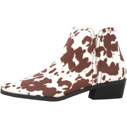 Corina Tortel Γυναικεία Μποτάκια Cowgirl Suede Λευκά Καφέ με Χοντρό Χαμηλό Τακούνι M5585