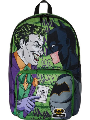 Space Junk Joker & Batman Σχολική Τσάντα Πλάτης Γυμνασίου - Λυκείου Πράσινη SJS208