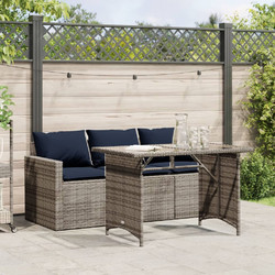vidaXL Σετ Τραπεζαρία Κήπου Rattan 2τμχ Γκρι Μπλε 366335