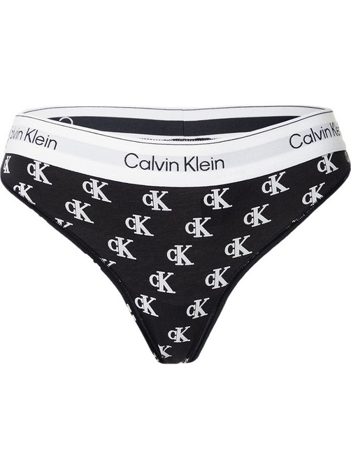 Calvin Klein Βαμβακερό Γυναικείο String Μαύρο Λευκό LV00QF8518-JGJ