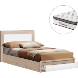 HomeMarkt Melany Κρεβάτι Μονό Ξύλινο με Αποθηκευτικό Χώρο Στρώμα & Τάβλες 90x190cm HM10745