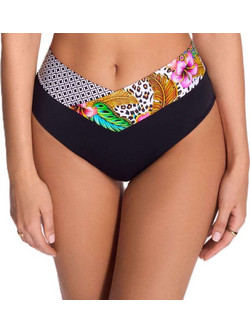 Ava Ψηλόμεσο Bikini Slip Μαύρο Πολύχρωμο SF238