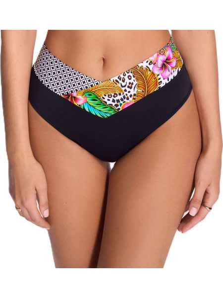 Ava Ψηλόμεσο Bikini Slip Μαύρο Πολύχρωμο SF238