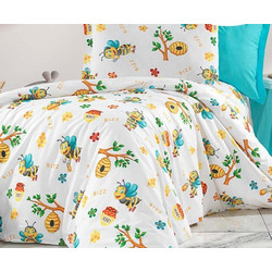 MayHome Bees Σετ Παιδική Παπλωματοθήκη Μονή Βαμβακερή 160x240 Λευκή