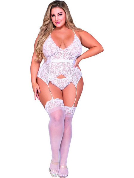 Dreamgirl Sexy Κορσές με Δαντέλα & Ζαρτιέρες Λευκός 12508X