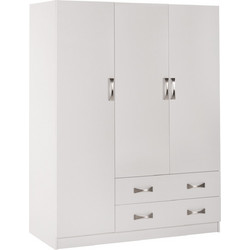 B2BMarkt Τρίφυλλη Ντουλάπα Ρούχων Carly Λευκή 150x55x180cm HM384.05
