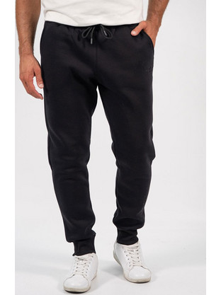 Clever Ανδρικό Παντελόνι Φόρμας Fleece με Λάστιχο Μαύρο FA26340-BL