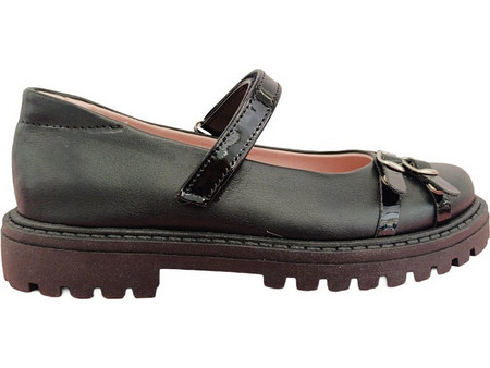 Aby Shoes Παιδικές Μπαλαρίνες Λουστρίνι με Σκρατς Μαύρες 622-012