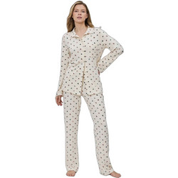 Aruelle Charlyn Σετ Γυναικείες Πιτζάμες Χειμωνιάτικες Viscose Cream