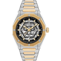 Philipp Plein Deluxe Ανδρικό Ρολόι Αυτόματο με Ασημί Χρυσό Μεταλλικό Μπρασελέ PWAHA0326