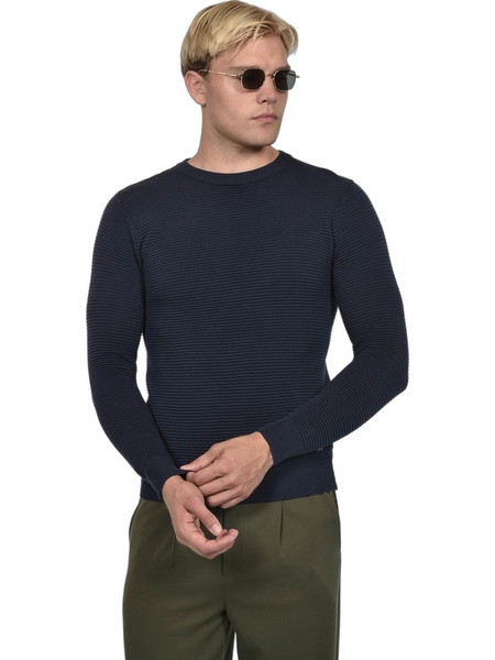 Berto Lucci Ανδρική Πλεκτή Μπλούζα Navy Μπλε 07252-720-5017