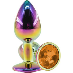 Guilty Toys Rainbow Medium Πρωκτική Σφήνα Diamond Plug 8cm Πορτοκαλί