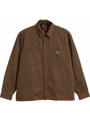 Dickies Ανδρικό Πουκάμισο Βαμβακερό Μακρυμάνικο Κανονική Γραμμή Καφέ DK0A8DUB0TB