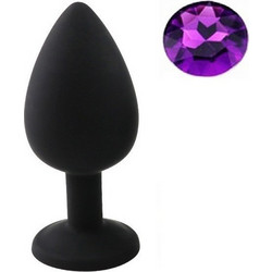 Guilty Toys Silicone Large Πρωκτική Σφήνα Diamond Plug 9cm Μαύρη Μωβ