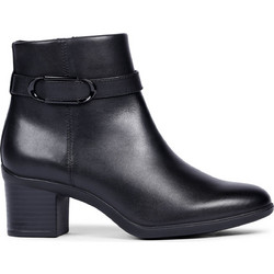 Clarks Γυναικεία Μποτάκια Αστραγάλου Δερμάτινα Μαύρα με Χοντρό Χαμηλό Τακούνι Αδιάβροχα 26328291