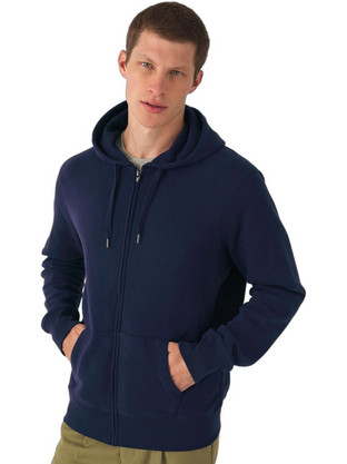 B & C King Ανδρική Ζακέτα Φούτερ με Κουκούλα Navy Blue WU03K