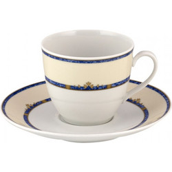 WM Collection Σετ Φλιτζάνια Τσαγιού Πορσελάνης Λευκά Κίτρινα 200ml 6τμχ N2172