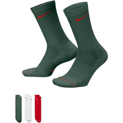 Nike Everyday Ανδρικές Κάλτσες Ψηλές Χακί Μπεζ Κόκκινες 3Pack HQ4335-915