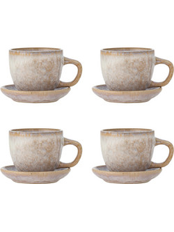 Bloomingville Brenta Σετ Φλιτζάνια Cappuccino Ελληνικού Καφέ & Τσαγιού Κεραμικά Ροζ 180ml 4τμχ 82072414