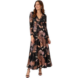 Anna Raxevsky Maxi Βραδινό Φόρεμα Floral Κρουαζέ Μαύρο D26208