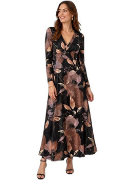 Anna Raxevsky Maxi Βραδινό Φόρεμα Floral Κρουαζέ Μαύρο D26208