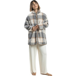 Admas Γυναικεία Ρόμπα Χειμωνιάτικη Fleece Γκρι Εκρού 67413