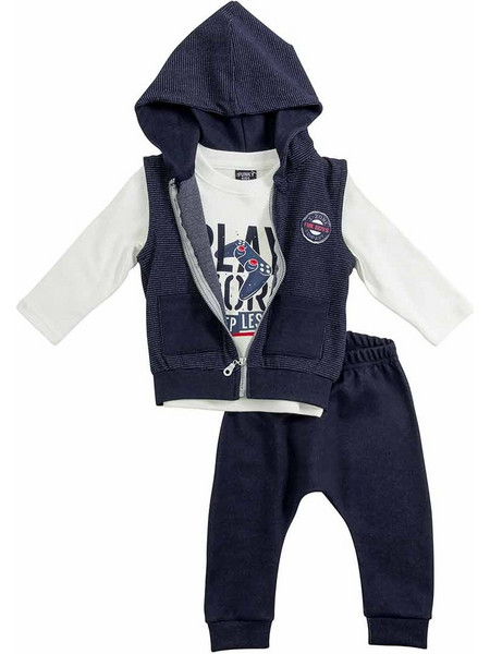Funky Βρεφικό Σετ για Αγόρι Χειμωνιάτικο Λευκό Navy Μπλε 222-895108-1
