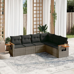 vidaXL Πενταθέσιος Καναπές Εξωτερικού Χώρου Rattan Εκρού Μαύρος 62x62x69cm 6τμχ 3034930