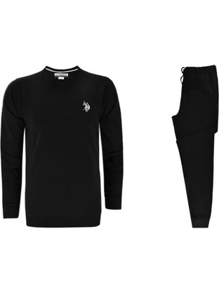 U.S. Polo Assn. Χειμωνιάτικες Ανδρικές Πιτζάμες Βαμβακερές Μαύρες 44170002001016-199
