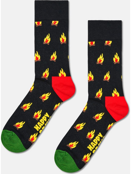 Happy Socks Campfire Fleece Ανδρικές Κάλτσες Ψηλές με Σχέδια Μαύρες P006298
