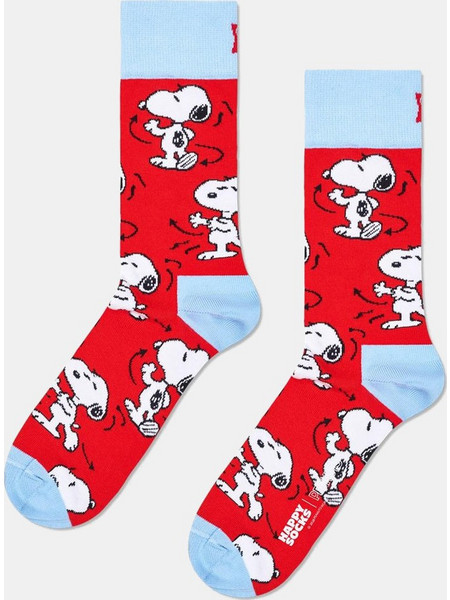 Happy Socks Peanuts Snoopy Dance Ανδρικές Κάλτσες Ψηλές με Σχέδια Κόκκινες P006665