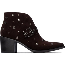 Xti Γυναικεία Μποτάκια Biker Suede Σοκολατί με Χοντρό Χαμηλό Τακούνι 146516