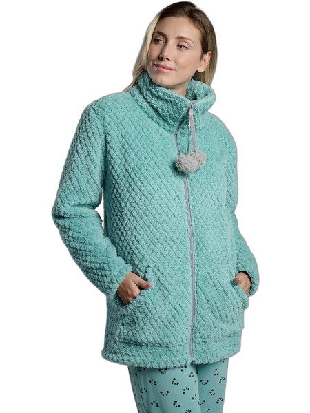 Muydemi Γυναικεία Ρόμπα Χειμωνιάτικη Fleece Τιρκουάζ 26268