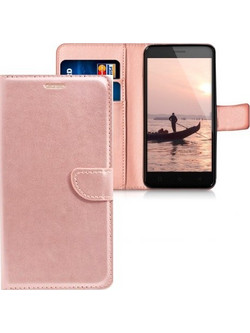 Δερμάτινη θήκη πορτοφόλι για Huawei P10 Plus Ροζ Χρυσο(ΟΕΜ)
