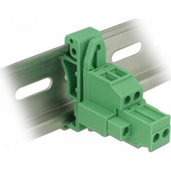 Delock Terminal block set for DIN rail 2-pin with screw lock, Green (65931)