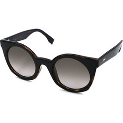 Fendi FF 0196F/S LC1HA Γυναικεία Γυαλιά Ηλίου Στρογγυλά Μεταλλικά Μαύρα με Μαύρο Polarized Φακό