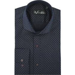 Versace 19V69 Ανδρικό Πουκάμισο Βαμβακερό Μακρυμάνικο Κανονική Γραμμή Navy Μπλε