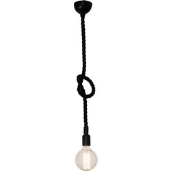 Home Lighting Cords Κρεμαστό Φωτιστικό Οροφής με Σχοινί Μονόφωτο E27 Μαύρο 77-2303 Black