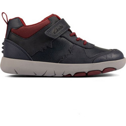 Clarks Παιδικά Μποτάκια Navy Μπλε Δερμάτινα με Σκρατς 261535627