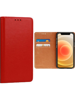 ΘΗΚΗ IPHONE 12 MINI 5.4" ITALIAN LEATHER MAGNET BOOK STAND RED