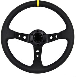 Autoline Τιμόνι Βαθύ Μαύρο DARK SPY 35 cm - ΜΑΥΡΟ/ΚΙΤΡΙΝΟ