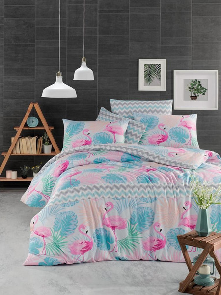 Mc Decor Σετ Σεντόνια Υπέρδιπλα Βαμβακερά 240x270 Flamingo Light Blue/Pink