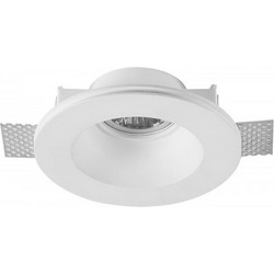 Βάση Spot Adeleq GU10 γύψινη χωνευτή στρογγυλή Φ130*45mm κοπή Φ135mm με λευκό βαφόμενο πλαίσιο 21-11003